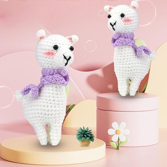 Complete Diy Crochet Set Beginners Advanced Accessories Thread Tools Instructions Included Plush Animal Model Handmade Alpaca White Purple