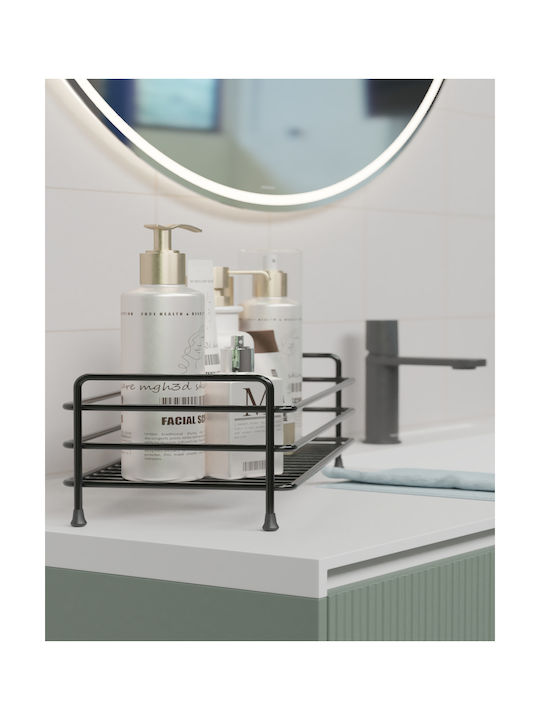 Femmit Metallic Bathroom & Kitchen Shelf 35x15cm – Counter Organizer Makeup Cosmetics Perfumes Creams Jewelry – Matte Black