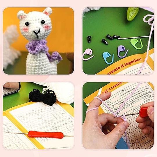 Complete Diy Crochet Set Beginners Advanced Accessories Thread Tools Instructions Included Plush Animal Model Handmade Alpaca White Purple