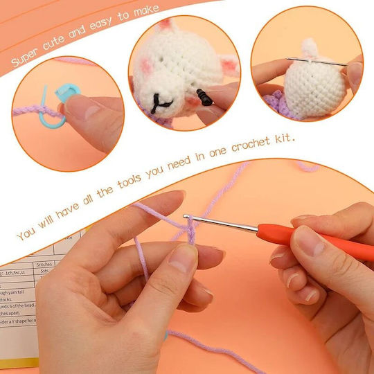 Complete Diy Crochet Set Beginners Advanced Accessories Thread Tools Instructions Included Plush Animal Model Handmade Alpaca White Purple