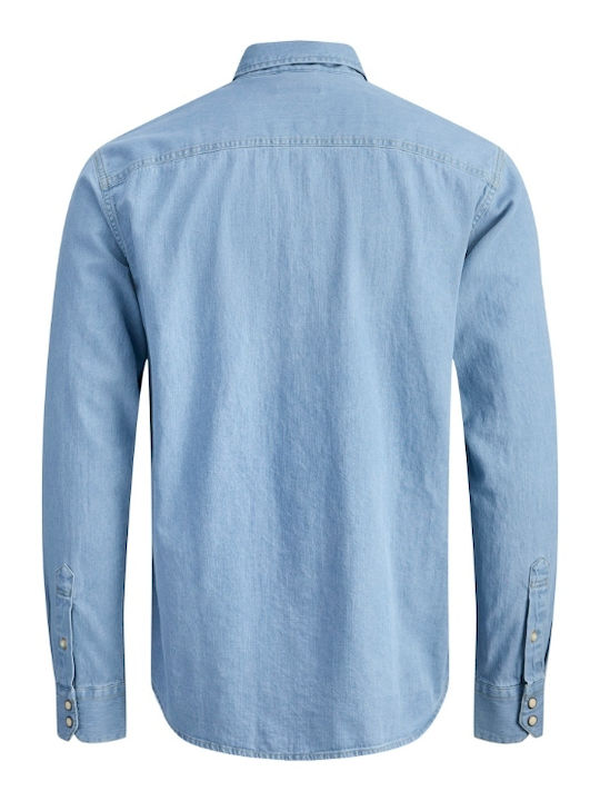 Long-sleeved Denim Shirt Light Blue