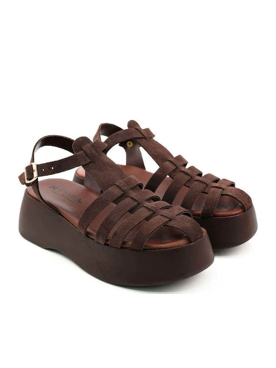 Καφέ Gladiator Flatforms Πολλαπλά Λουριά