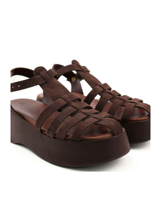 Καφέ Gladiator Flatforms Πολλαπλά Λουριά