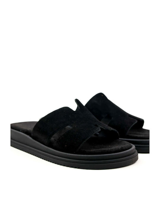 Black Anatomic Flatform Sandals Puzzle Cuts