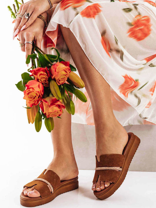 Ταμπά Flatform Παντόφλες Strass Λεπτομέρεια