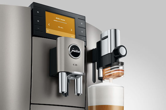 Jura E8 Αυτόματη Μηχανή Espresso 1450W Πίεσης 15bar με Μύλο Άλεσης Midnight Silver 15712