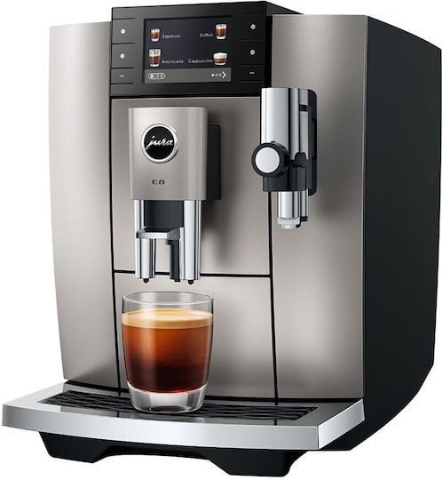 Jura E8 Αυτόματη Μηχανή Espresso 1450W Πίεσης 15bar με Μύλο Άλεσης Midnight Silver 15712