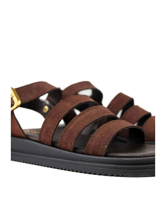 Braune Flatforms Mehrfachriemchen Aghrafa