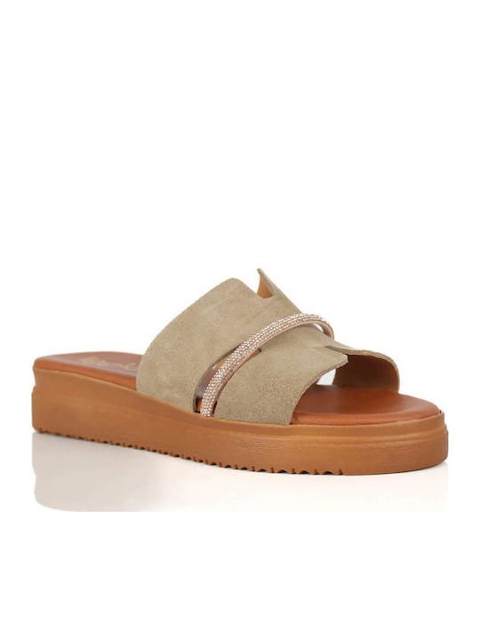 Pantofi Flatform Bej Cu Detaliu Strass