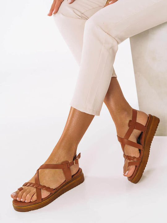Ταμπά Δερμάτινα Flatforms Πλεκτό Μπροστινό Λουρί