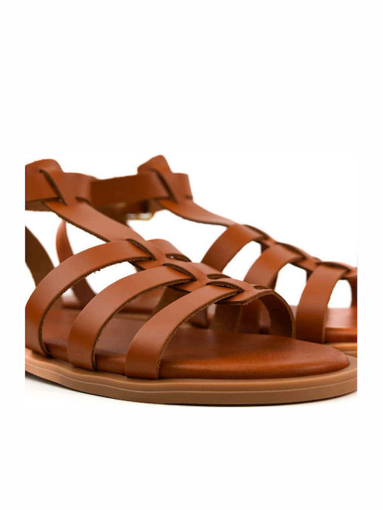 Sandale Gladiator Din Piele Tabac Maro Cu Multiple Curele