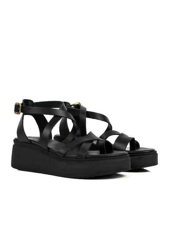 Black Made In Greece Flatforms Multiple Straps