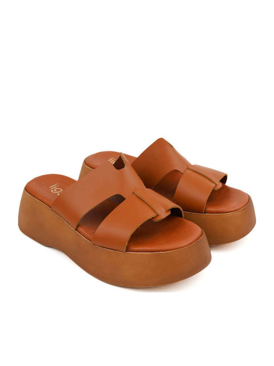 Ταμπά Flatform Παντόφλες Διπλό Δερμάτινο Λουρί