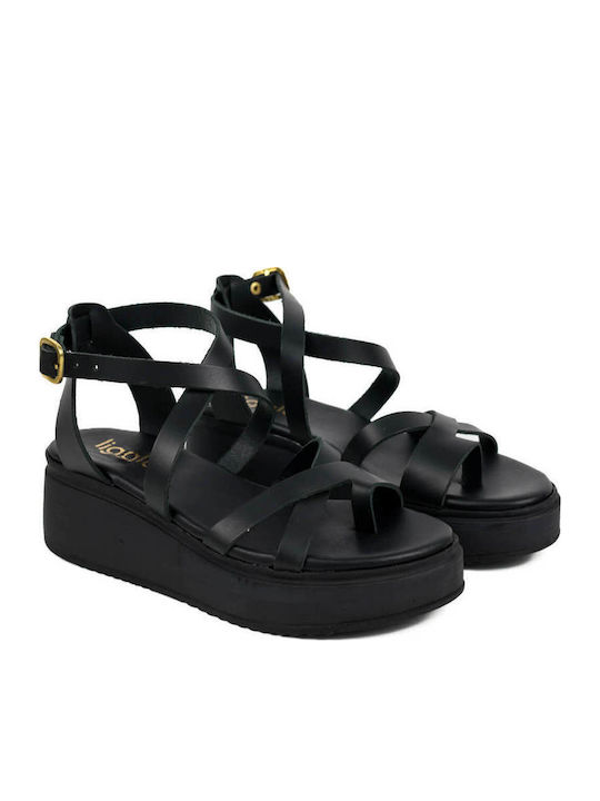 Black Made In Greece Flatforms Multiple Straps