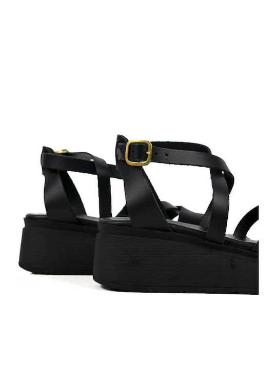 Black Made In Greece Flatforms Multiple Straps