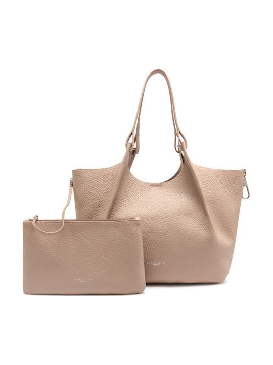 Leather Women's Shoulder Bag Beige BS9720 Pinksalt