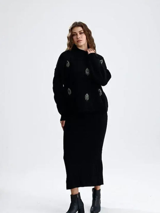 Women's Black Set with Pants with Elastic in Relaxed Fit