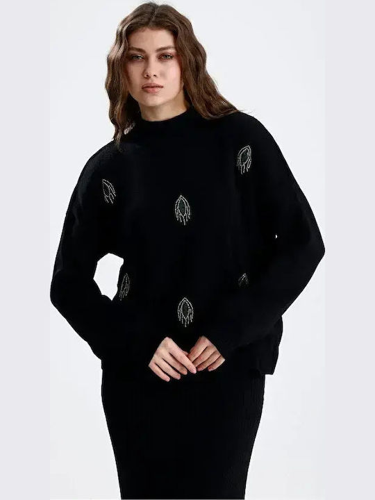 Women's Black Set with Pants with Elastic in Relaxed Fit