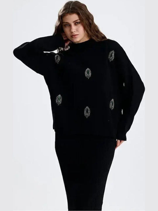Women's Black Set with Pants with Elastic in Relaxed Fit