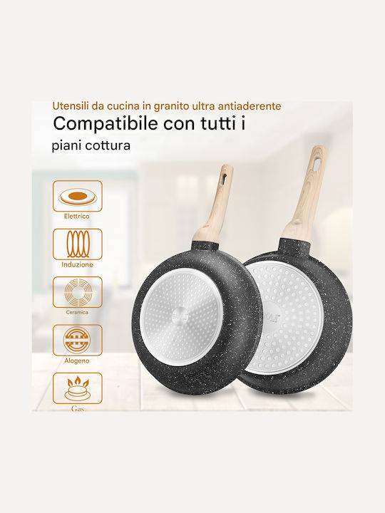 Bakaji Cookware Set of Cast Aluminum with Non-stick Coating 15pcs