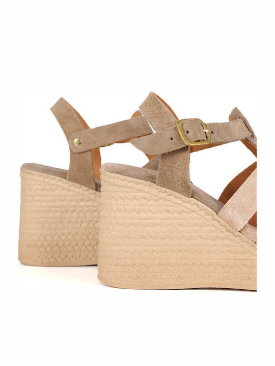 Бежови Платформи С Тънки Каишки Made In Greece
