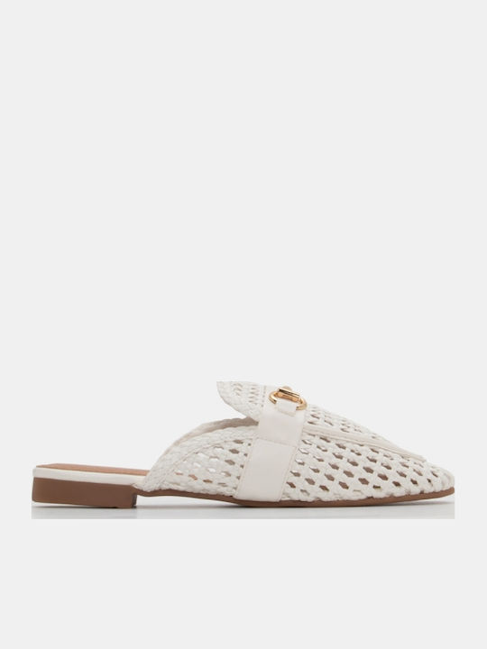 Mules with Low Heel in White Color