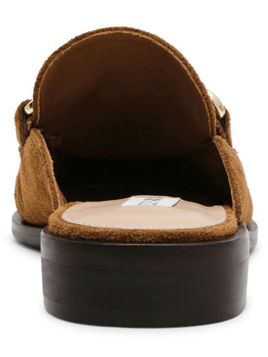 Suede Mules με Τακούνι σε Καφέ Χρώμα