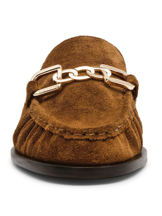 Suede Mules με Τακούνι σε Καφέ Χρώμα