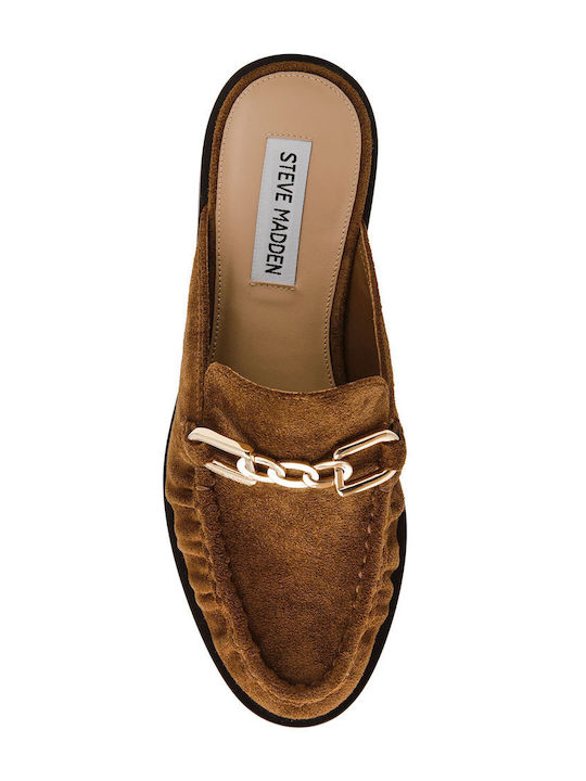 Suede Mules με Τακούνι σε Καφέ Χρώμα