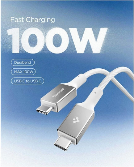 Spigen USB 2.0 Kabel USB-C männlich - USB-C 100W PD Weiß 1,5m ACA10420