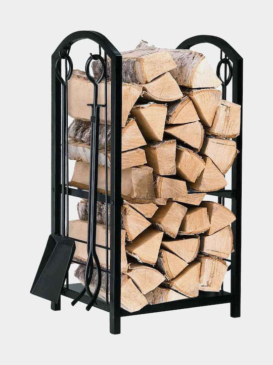 keleman Metallic Shelf Wood Storage 40x30x74cm Black keleman Metallic Shelf Wood Storage 40x30x74cm Black