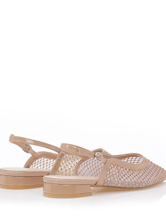 Γυναικείες Μπαλαρίνες Slingback με Λουράκι σε Καφέ Χρώμα