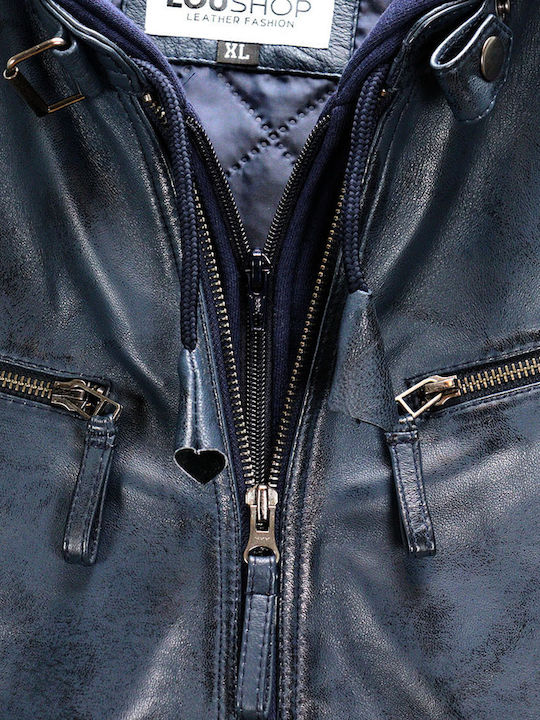 Leder Herren Jacke Dunkelblau