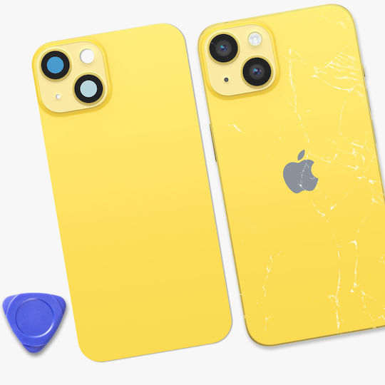 Clappio Batterieabdeckung iPhone 14 Klebeintegrierter Magsafe Modul Gelb