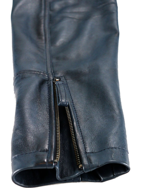 Leder Herren Jacke Dunkelblau