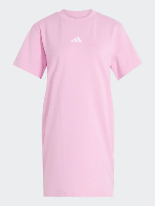 Essentials 3-Stripes Summer Mini Athletic Dress T-Shirt Short Sleeve Pink/White