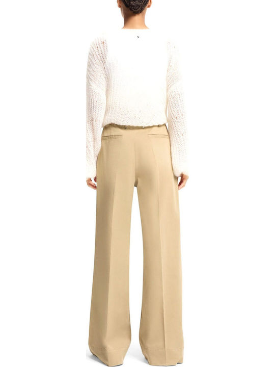 Women's Fabric Trousers Dark Beige