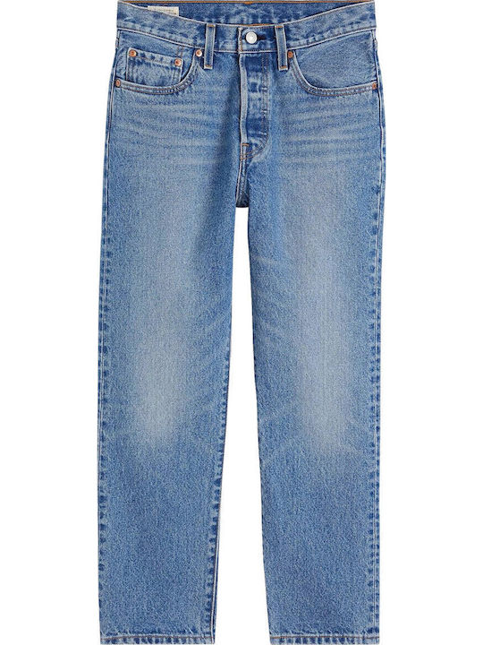 501® Women's Jean Trousers in Straight Line Worn In Medium Indigo - Medium Wash