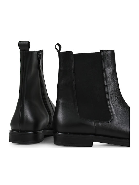 Leder Damen Stiefeletten Schwarz