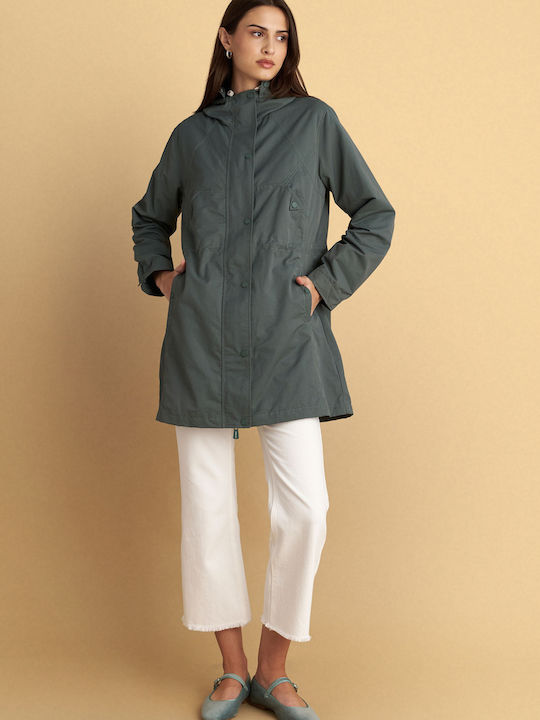 Women's Lifestyle Jacket for Winter with Hood Green