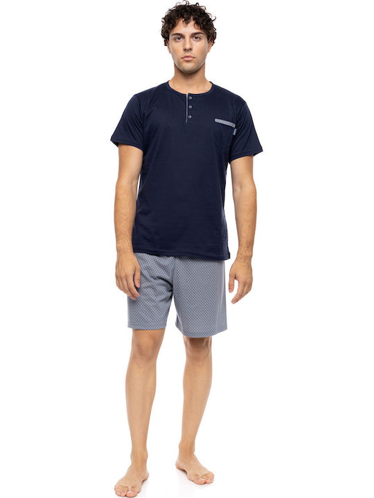 Ulisse Summer Men's Pyjama Yacht Blue Light Grey Ulisse Summer Men's Pyjama Yacht Blue Light Grey