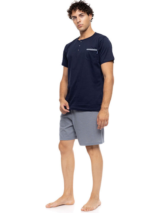 Ulisse Summer Men's Pyjama Yacht Blue Light Grey