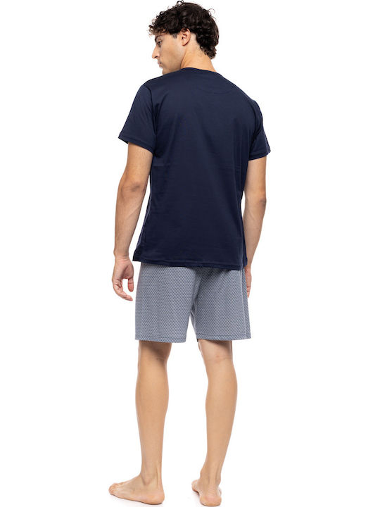 Ulisse Summer Men's Pyjama Yacht Blue Light Grey