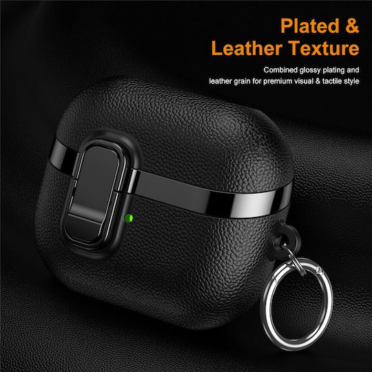 Snap Switch Litchi Textur Fall Samsung Galaxy Buds3 Pro Schwarz