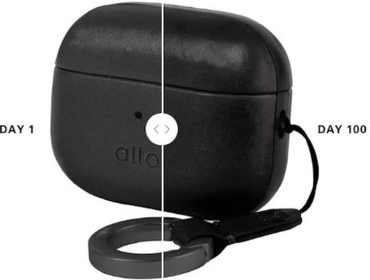 Θήκη Airpods 4th Gen Alto Premium Leather Case Ανθεκτική Σκληρή Δερμάτινη Raven Black Ap424-rav