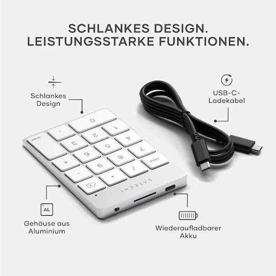 Satechi Slim Tastatură Numerică Wireless Bluetooth Argintie
