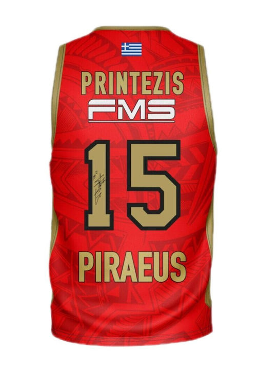 Gsa Ανδρική Εμφάνισης Μπάσκετ Ολυμπιακός Red & Gold Printezis 15 Limited Edition