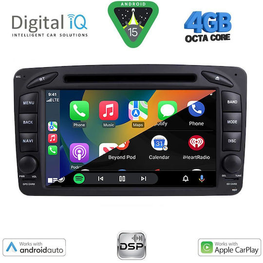 Digital IQ Car Audio System for Mercedes-Benz C Class 1999-2004 Bluetooth USB WiFi GPS Apple CarPlay Android Auto with 7" Touch Screen