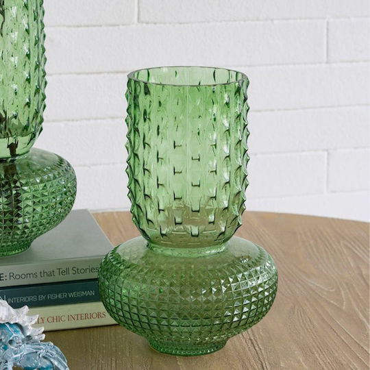 Artekko Βάζο Γυάλινο Glassy Πράσινο 21.5x21.5xΥ32.6cm Artekko Βάζο Γυάλινο Glassy Πράσινο 21.5x21.5xΥ32.6cm