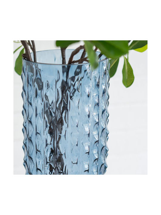 Artekko Decorative Vase Glassy Blue 21.3x21.3x38.3cm